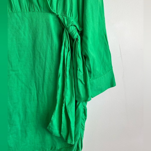 PrettyLittleThing Plus Bright Green Wrap Shirt Dress Size 16 NWT - Picture 16 of 16